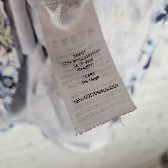 Basic Editions Womens Top 4X Plus Tee Short Sleeve Blue Yellow Floral FLO258E - Picture 7 of 8